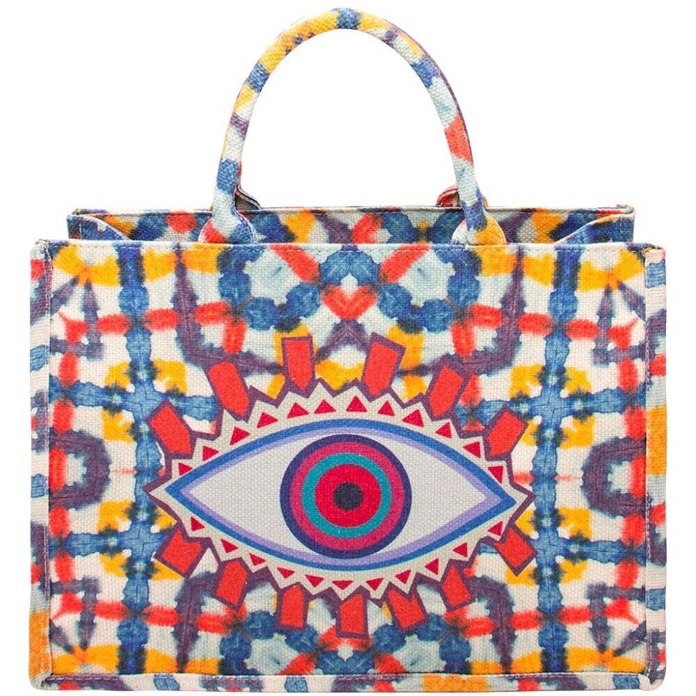 Diona J Multi Color Pattern Design Evil Eye Tote … - image 1